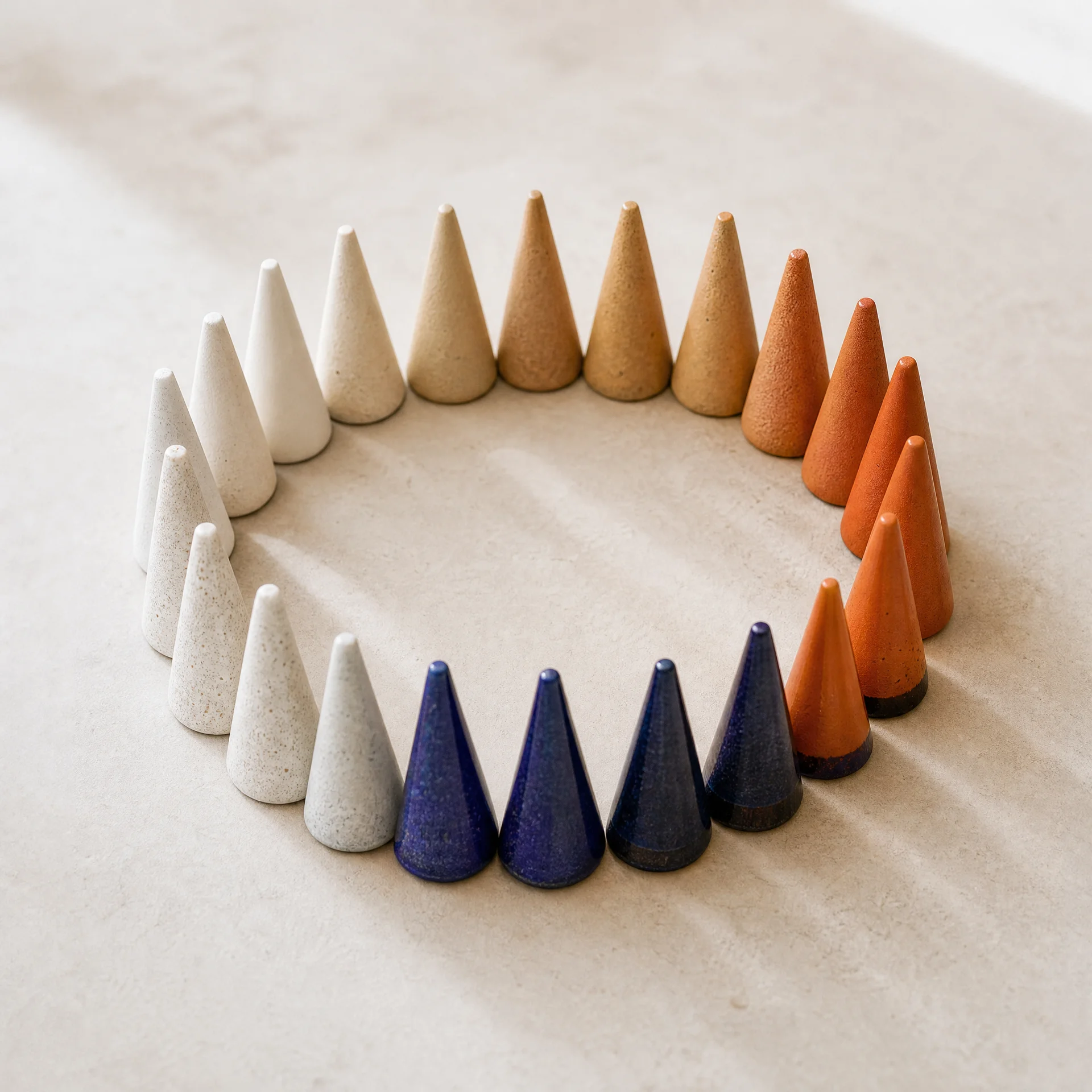 Circular arrangement of ceramic channel cones